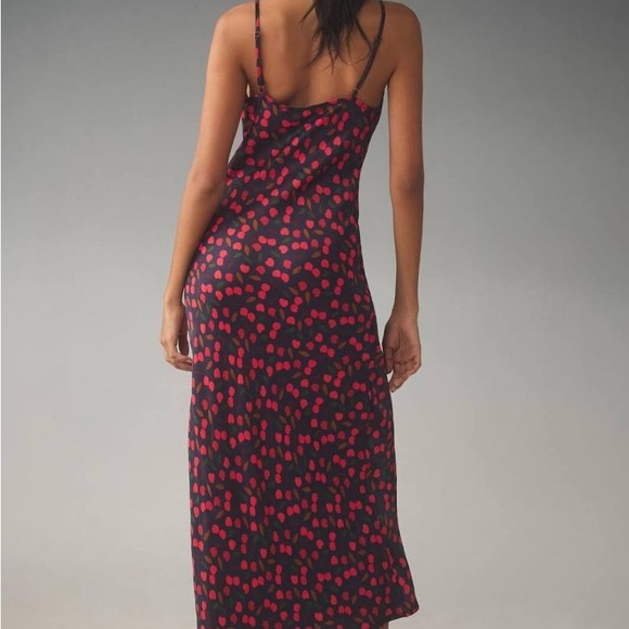 Anthropologie Midi Slip Dress, Cherry Print - Picture 2 of 7